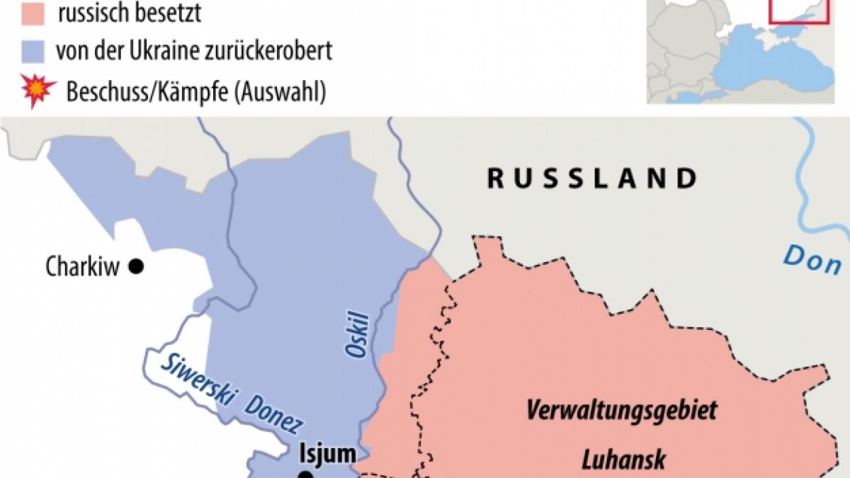 Karte zu von der Ukraine r&uuml;ckeroberten Gebieten bei Charkiw. (Foto)