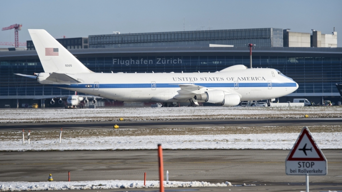 Eine Boeing E-4B der US Air Force im Jahr 2016 auf dem Flughafen Z&uuml;rich. (Foto)