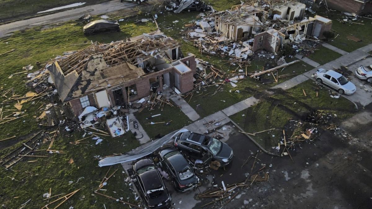 Von der Stadt Rolling Fork im US-Bundesstaat Mississippi ist nach dem Horror-Tornado kaum noch etwas &uuml;brig. Mindestens 30 Todesopfer sind nach dem Unwetter-Wochenende in sieben US-Bundesstaaten zu beklagen. (Foto)