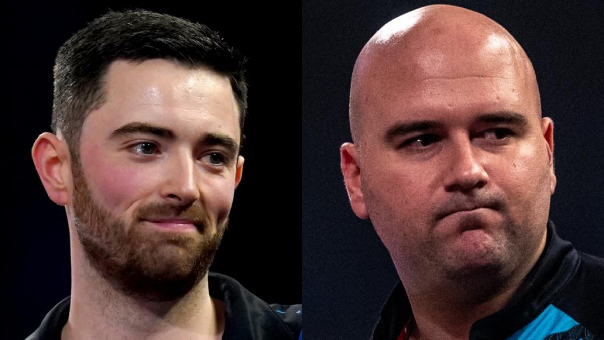 Luke Humphries alias "Cool Hand Luke" (li.) trifft im Finale des Grand Slam of Darts 2023 auf Rob "Voltage" Cross. (Foto)