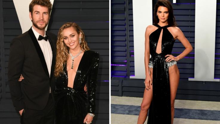 Miley Cyrus (mit Ehemann Liam Hemsworth) und Kendall Jenner ließen für die Vanity Fair Oscar Party die Unterwäsche einfach weg.