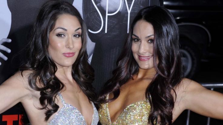 Nikki (links) und Brie Bella ziehen im Netz blank.