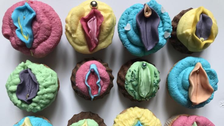 Vulva-Cupcakes zeigen die weibliche Vielfalt.