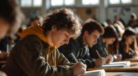 Schülerinnen und Schüler schreiben ihre Abschlussprüfung.