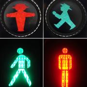 Dynamischer und etwas dicker wirken die Ost-Ampelmännchen - und werden deshalb häufig besser gesehen.