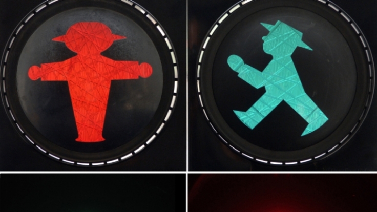 Dynamischer und etwas dicker wirken die Ost-Ampelmännchen - und werden deshalb häufig besser gesehen.