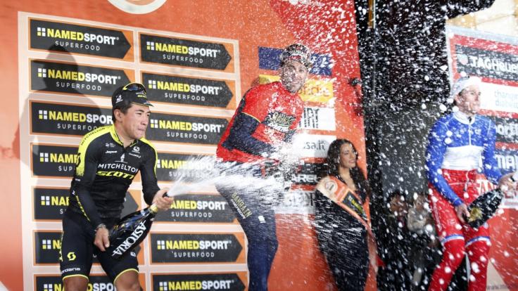 Caleb Ewan (li.), Vincenzo Nibali (Mitte) und Arnaud Demare sind auch 2019 beim traditionsreichen Radrennen von Mailand nach San Remo sabei.