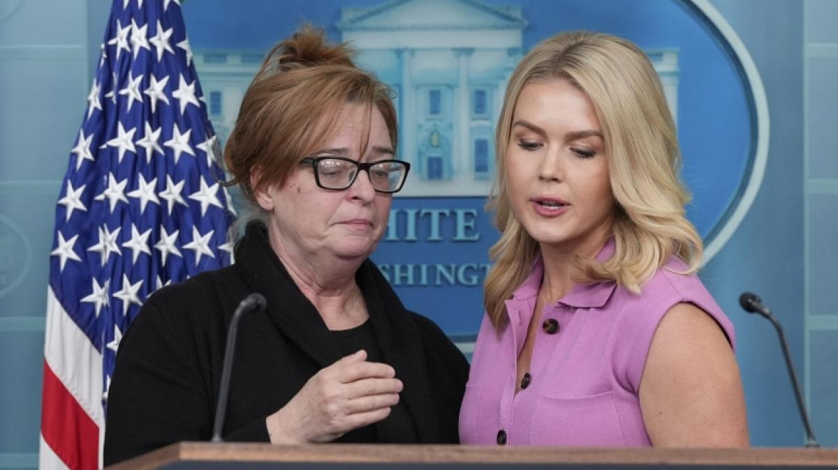 Nach den Ausf&uuml;hrungen von Rachel Morin (links) brach Karoline Leavitt die Pressekonferenz einfach ab. (Foto)