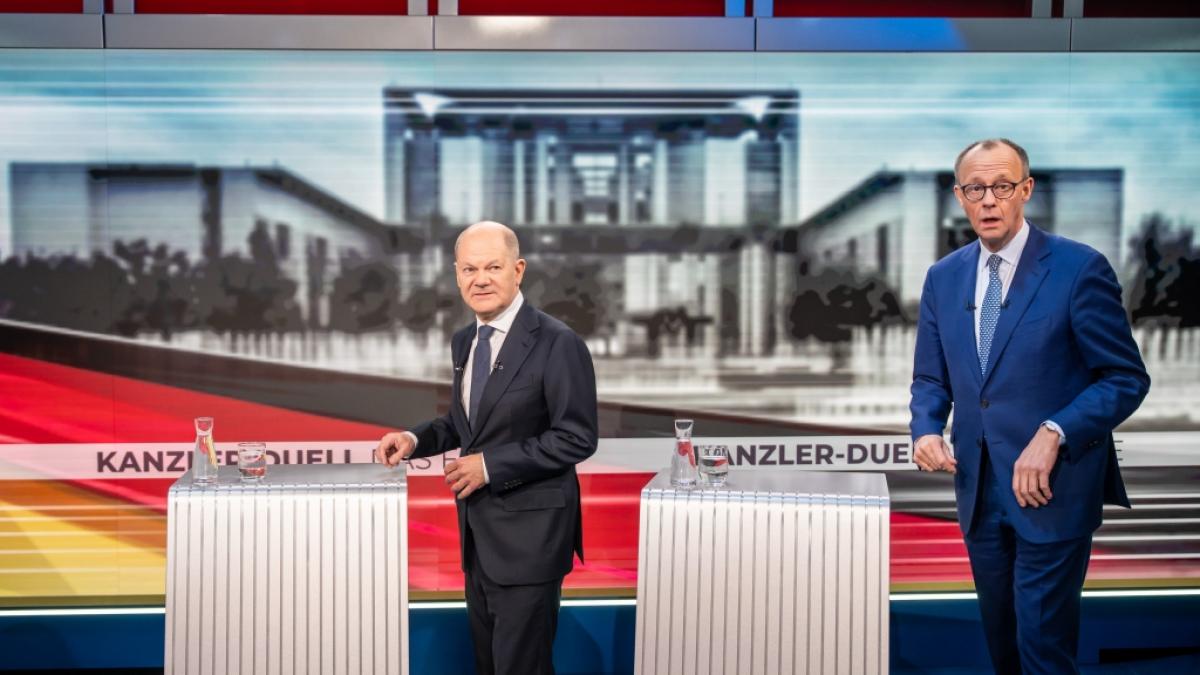 Olaf Scholz (l.) und Friedrich Merz (r.) trafen sich zum zweiten TV-Duell vor der Bundestagswahl. (Foto)