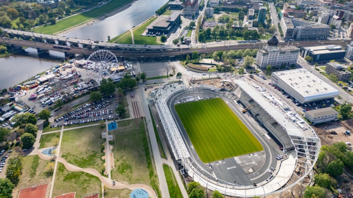 Das Heinz-Steyer-Stadion in Dresden ist der Austragungsort f&uuml;r den City Biathlon 2025 in der s&auml;chsischen Landeshauptstadt. (Foto)