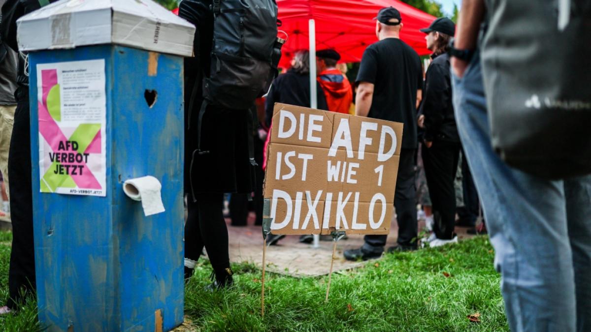 Gegen die menschen- und demokratieverachtende Politik der AfD gehen auch im Oktober 2025 wieder bundesweit Menschen bei Demonstrationen auf die Stra&szlig;e. (Foto)