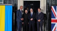 Bundeskanzler Friedrich Merz, der ukrainische Präsident Wolodymyr Selenskyj, Premierminister Sir Keir Starmer und Frankreichs Präsident Emmanuel Macron.