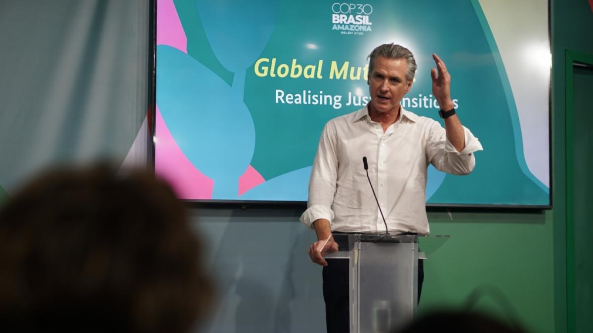 Kaliforniens Gouverneur Gavin Newsom (Foto) kritisierte Donald Trump auf der Weltklimakonferenz in Brasilien erneut scharf. (Foto)