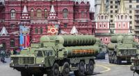 Russische S-400-Flugabwehrraketen rollen während der Generalprobe der Militärparade zum Tag des Sieges über den Roten Platz.