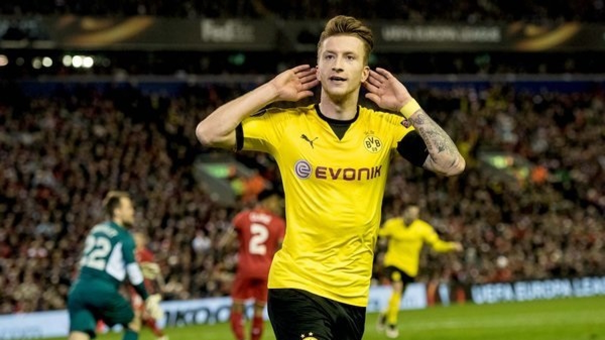 Marco Reus feiert sein Tor in der Europa League. (Foto)