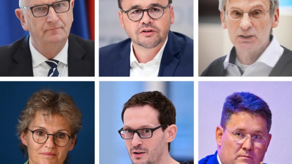 Die Spitzenkandidaten zur Brandenburger Landtagswahl 2024: Dietmar Woidke, Jan Redmann, Hans-Christoph Berndt, Antje T&ouml;pfer, Benjamin Raschke, Peter Vida, Robert Crumbach, Zyon Braun und Sebastian Walter. (Foto)
