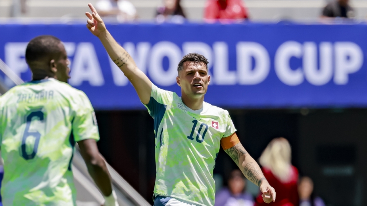Fu&szlig;ball, WM 2026, Katar - Schweiz, Vorrunde, Gruppe B, 1. Spieltag, San-Francisco-Bay-Arena-Stadion. Der Schweizer Granit Xhaka reagiert w&auml;hrend des WM-Gruppenspiels, vom 13.06.2026. (Symbolbild) (Foto)