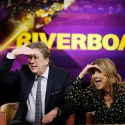 Jörg Kachelmann und Kim Fisher scherzen bei Proben zur Talkshow 