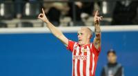 Sven Michel von Union Berlin feiert das Weiterkommen in der Europa League.