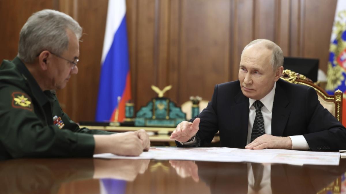 Wladimir Putin im Gespr&auml;ch mit seinem Verteidigungsminister Sergei Schoigu. (Foto)