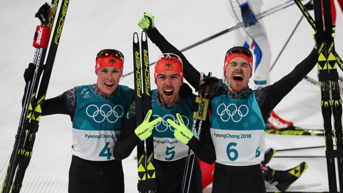 Sensationeller Dreifacherfolg f&uuml;r Nordische Kombinierer: Gold f&uuml;r Johannes Rydzek, Silber f&uuml;r Fabian Rie&szlig;le und Bronze f&uuml;r Eric Frenzel, (Foto)