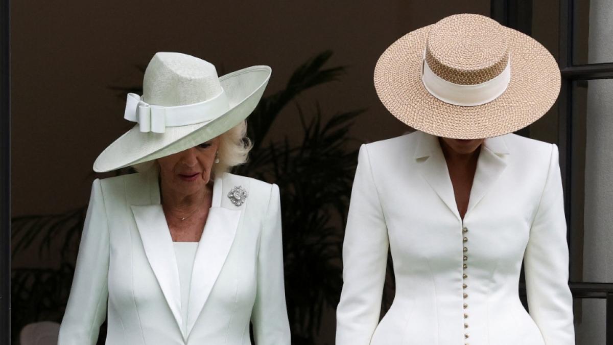 Melania Trump (rechts) verstand einen Witz von K&ouml;nigin Camiliia zun&auml;chst nicht. (Foto)