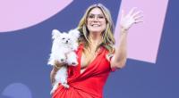 Heidi Klum (53) zeigt sich bei der Digitalmesse OMR in Hamburg überraschend mit Brille und Hund Fritz im Arm.