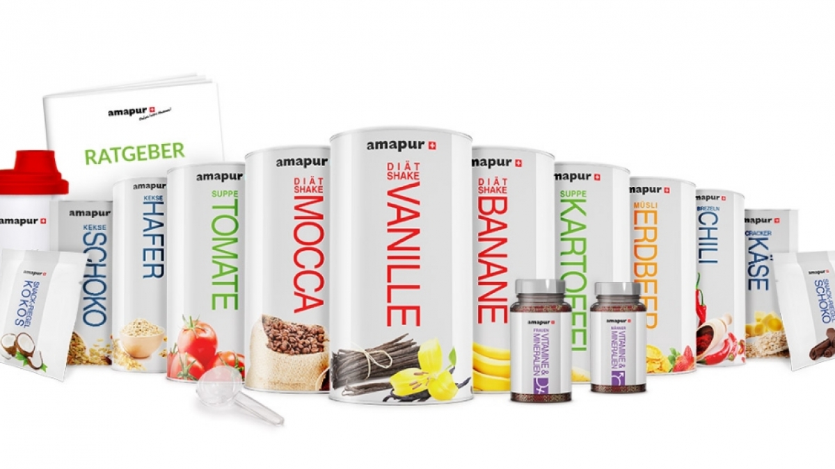 F&uuml;r die 10-Tage-Intensiv-Di&auml;t von Amapur gibt es Shakes, M&uuml;sli, Suppen, Cracker, Kekse und Vitamine. (Foto)