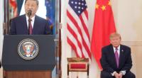 Der chinesische Präsident Xi Jinping hält eine Rede, während US-Präsident Donald Trump bei einer Begrüßungszeremonie im Grand Foyer des Weißen Hauses zuhört - oder vielmehr gegen die bleierne Müdigkeit kämpft.