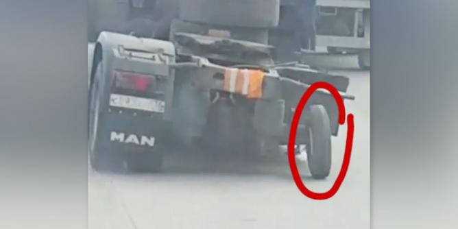 Gefährlicher Leichtsinn! LKW mit Mini-Ersatzreifen unterwegs