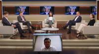 Anne Will diskutierte am Sonntagabend mit ihren Studiogästen und dem zugeschalteten ukrainischen Außenminister Dmytro Kuleba (vorn).