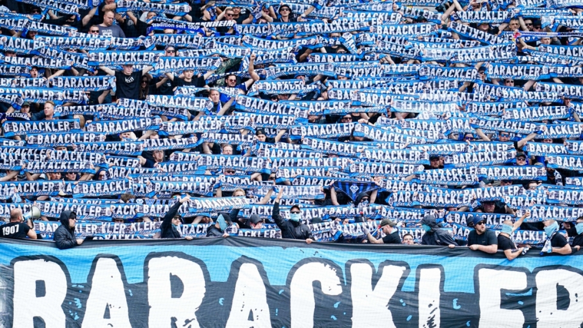 Mit den Schals in der Luft zeigen die Fans vom SV Waldhof Mannheim, wen sie siegen sehen wollen. (Symbolbild) (Foto)