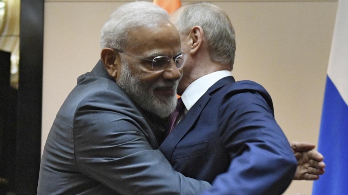 Auf Unterst&uuml;tzung aus Indien kann sich Wladimir Putin (r., mit Indien-Premierminister Narendra Modi) verlassen. (Foto)