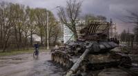 Ein zerstörter russischer Panzer in Tschernihiw.