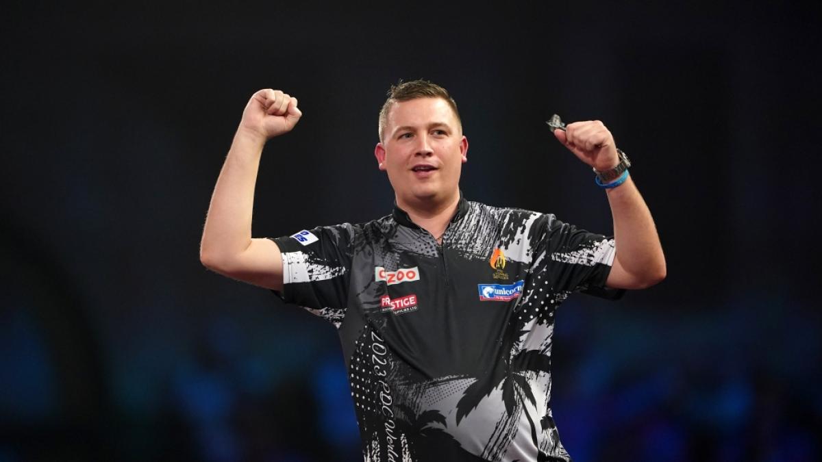 Chris Dobey alias "Hollywood" hat beim Masters 2023 mit seinem Finalsieg &uuml;ber Rob Cross seinen ersten Majortitel eingesackt. (Foto)