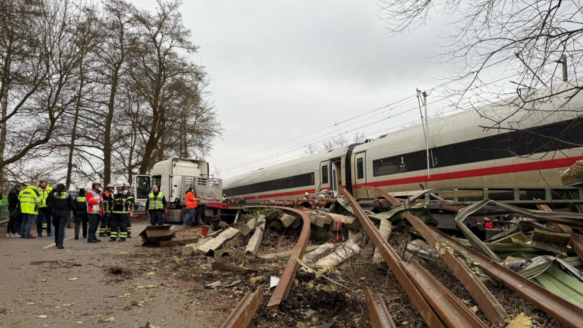 Ein ICE auf dem Weg von Hamburg nach M&uuml;nchen ist im Hamburger Stadtteil R&ouml;nneburg mit einem Sattelzug kollidiert, bei dem Unfall wurden mehrere Menschen verletzt. (Foto)