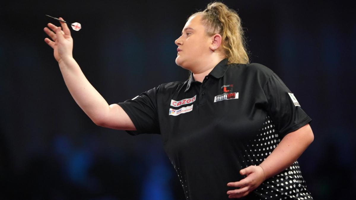 Die amtierende Damen-Weltmeisterin Beau Greaves scheiterte im Ally Pally an William O'Connor aus Irland. (Foto)