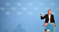 Alice Weidel, Bundessprecherin der AfD, spricht während des AfD-Landesparteitags zu Parteimitgliedern.