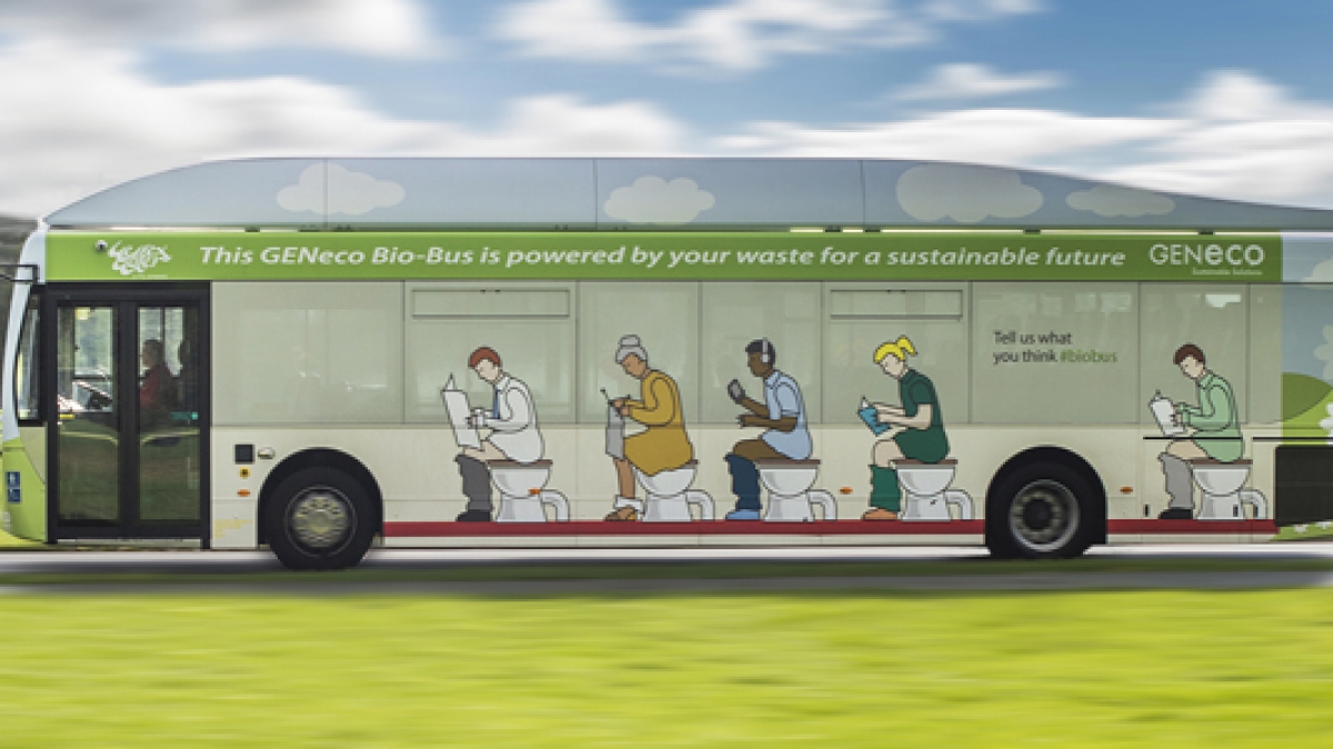 Dieser Bus wird mit Kot betrieben. (Foto)