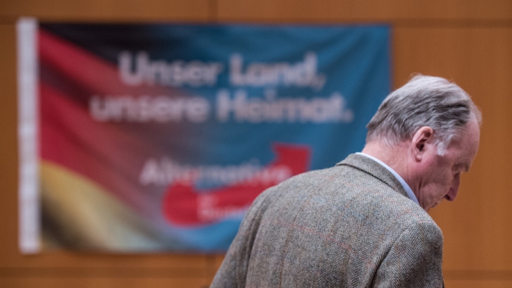 Alexander Gauland auf einer Wahlkampfveranstaltung der AfD am 03. Februar 2016 in Frankfurt am Main (Hessen).