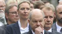 AfD-Bundesvorsitzende Alice Weidel kann sich über neue Umfrageergebnisse freuen. Ihre Partei überholt die SPD von Kanzler Olaf Scholz (vorn).