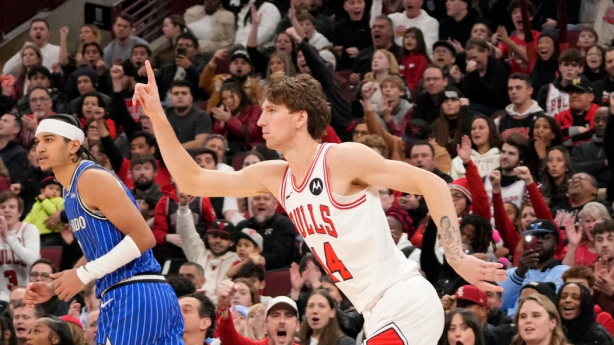 Matas Buzelis von den Chicago Bulls reagiert nach einem Korb, am 03.01.2026. (Symbolbild) (Foto)