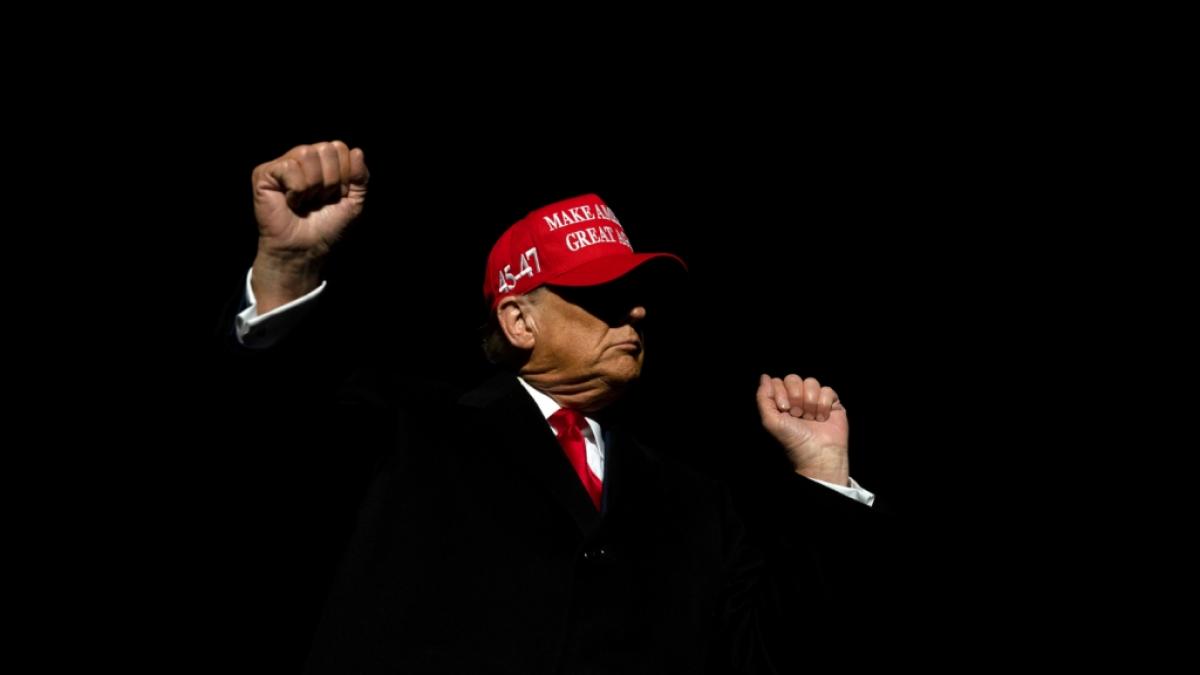 Donald Trump, wie er sich selbst am liebsten sieht: in Siegerpose. (Foto)