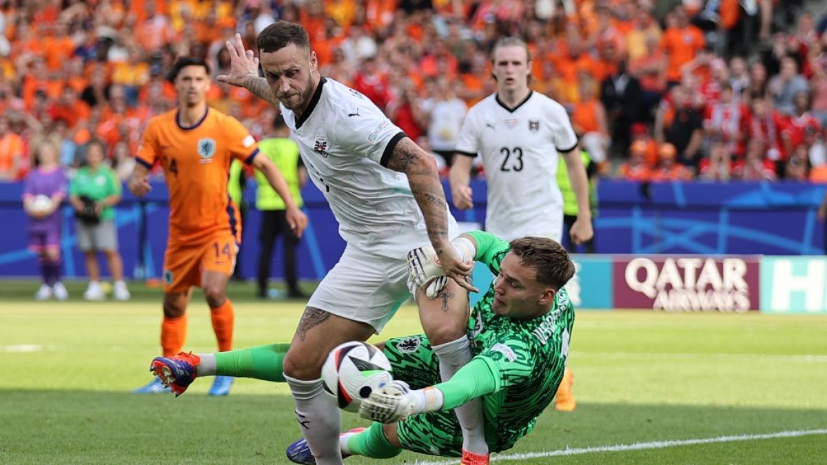 &Ouml;sterreich gewann bei der UEFA Euro 2024 mit 3:2 gegen die Niederlande und erreichte somit Platz 1 in Gruppe D. (Foto)