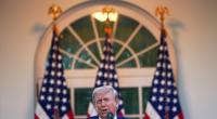 Donald Trump irritiert mit Drohnen-Moment während einer Rede im Rosengarten.