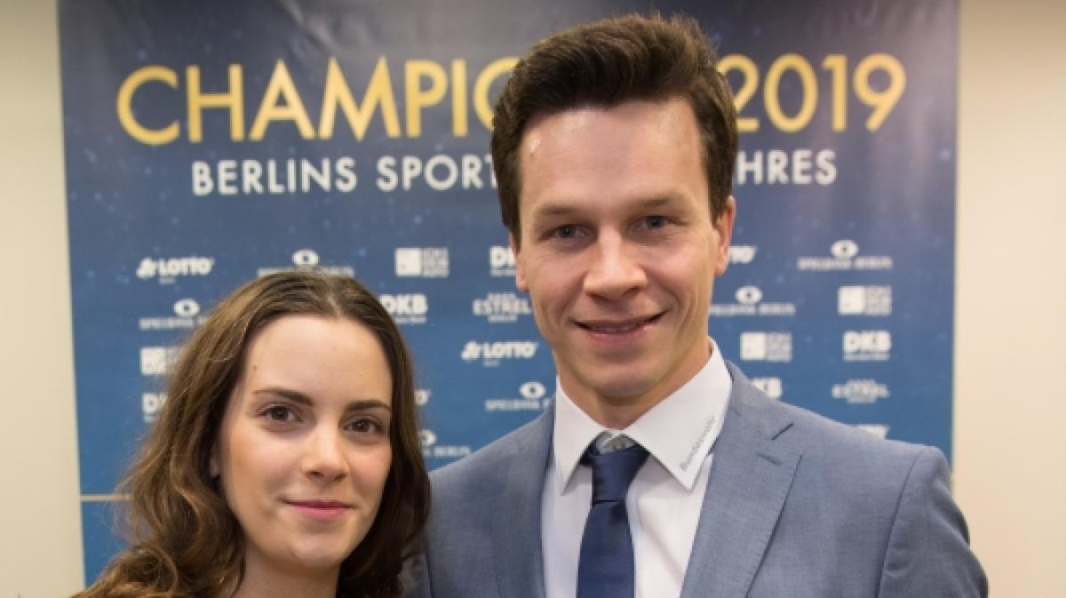 Patrick Hausding, zusammen mit Freundin&nbsp;Marcela Marić bei seiner Wahl zum Berliner Sportler des Jahres 2019. (Foto)
