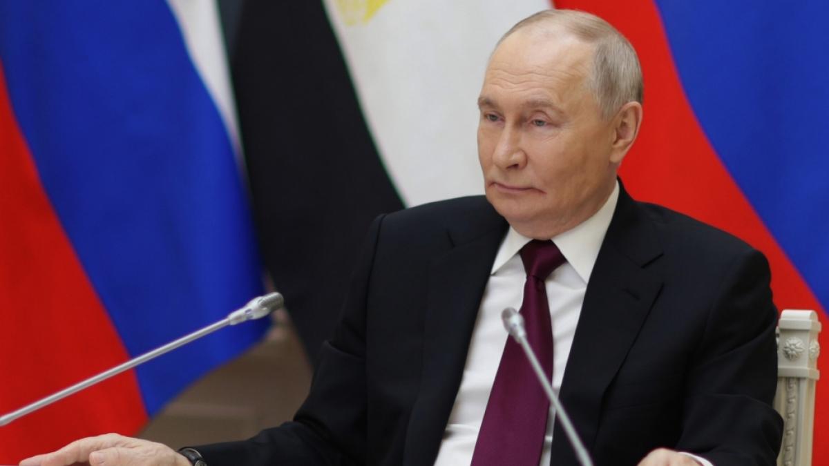 Der russische Pr&auml;sident Wladimir Putin nimmt per Videokonferenz im Kreml an einer Zeremonie zur Installation des Reaktorbeh&auml;lters im ersten Block des &auml;gyptischen Kernkraftwerks El Dabaa teil. (Foto)