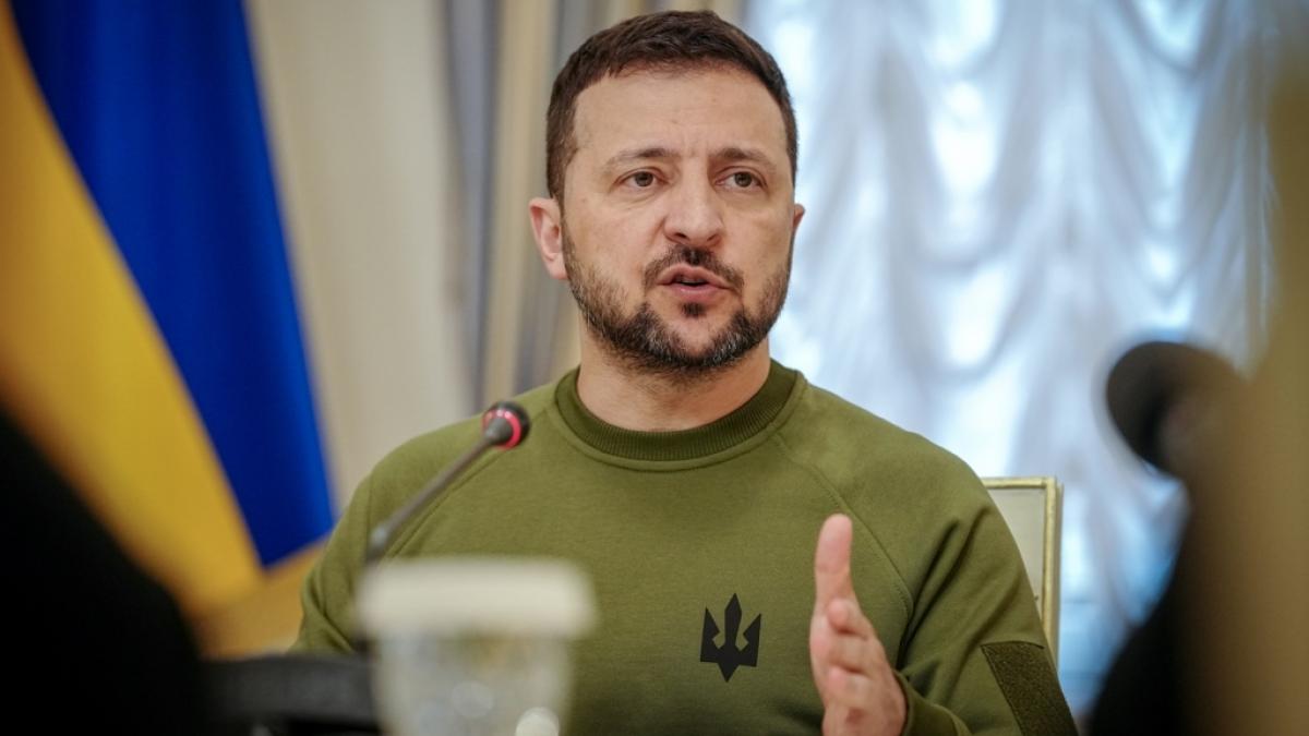 Wolodymyr Selenskyj, Pr&auml;sident der Ukraine, spricht im Pr&auml;sidentenpalast. (Foto)