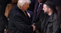 Donald Trump (links) trifft den ukrainischen Präsidenten Wolodymyr Selenskyj in der Kathedrale Notre Dame.