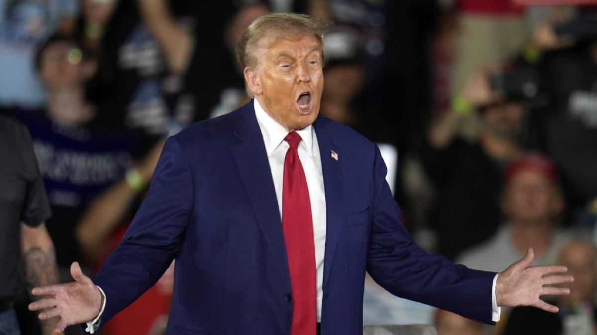 Donald Trump w&auml;hrend seiner Rede in Walker, Michigan. (Foto)